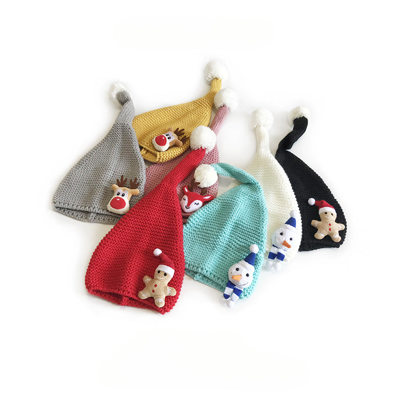 Wholesale Children's Cartoon Christmas Fur Ball Warm Knitted Beanie